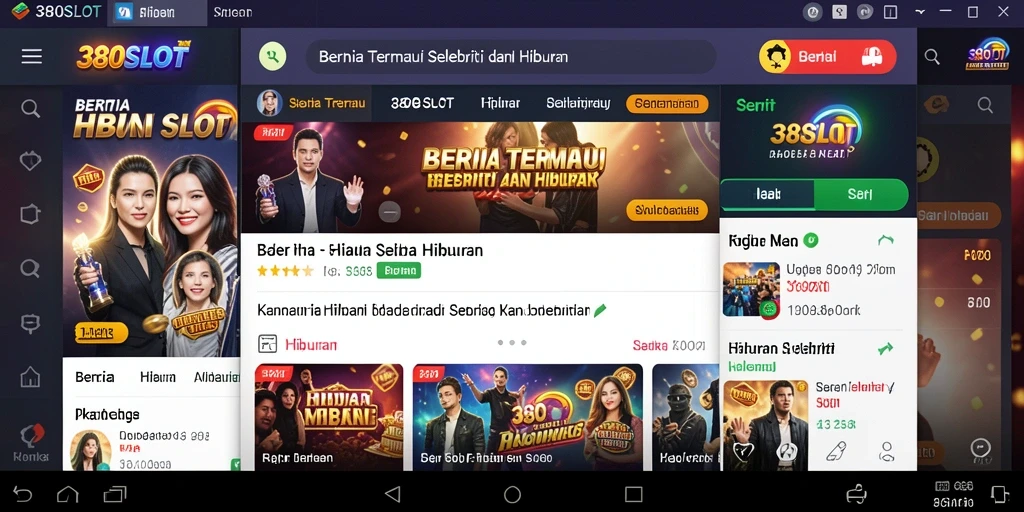 Antarmuka aplikasi 380SLOT menampilkan berita selebriti secara menarik.