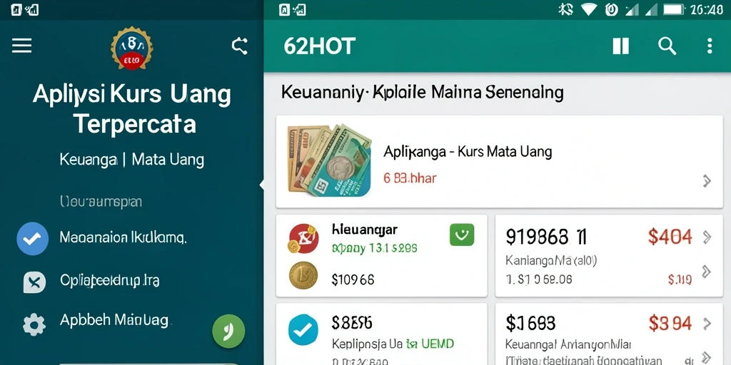 Tampilan antarmuka 62HOT yang menarik dan fungsional untuk Kurs Mata Uang.