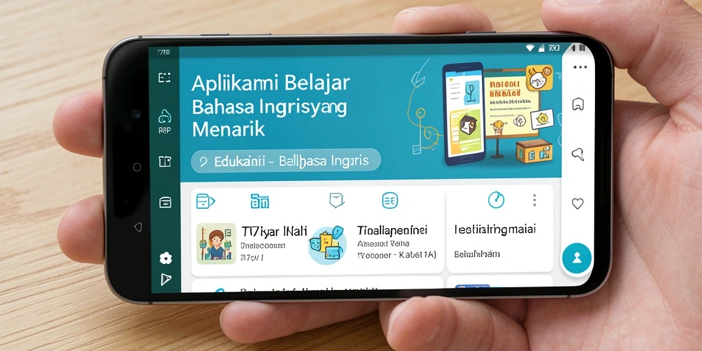 Tampilan antarmuka aplikasi Belajar Bahasa Inggris 77RP yang menarik dan ramah pengguna.