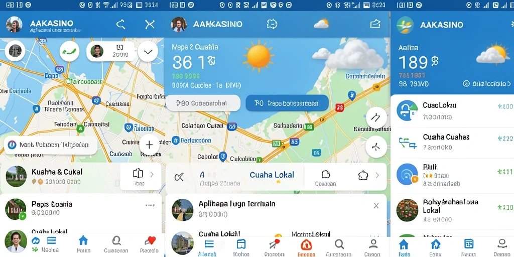 Antarmuka AAKASINO menunjukkan informasi cuaca lokal dengan jelas dan menarik.
