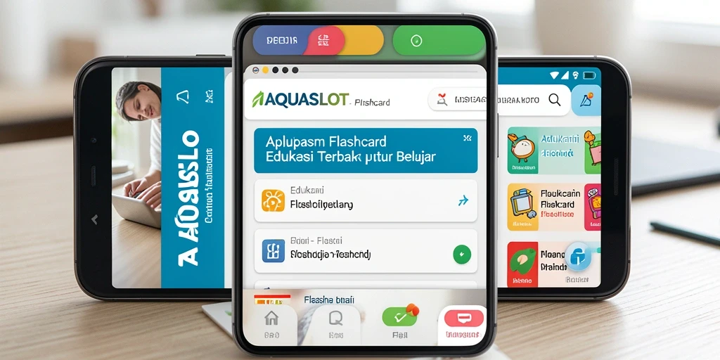 Antarmuka menarik AQUASLOT untuk belajar menggunakan flashcard.