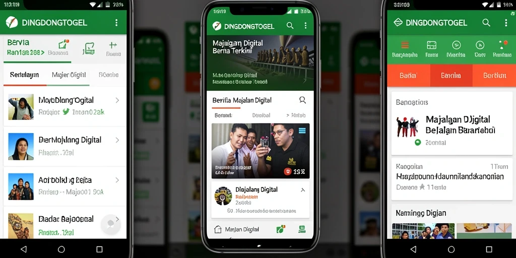 Tampilan antarmuka aplikasi DINGDONGTOGEL dengan berbagai kategori berita.