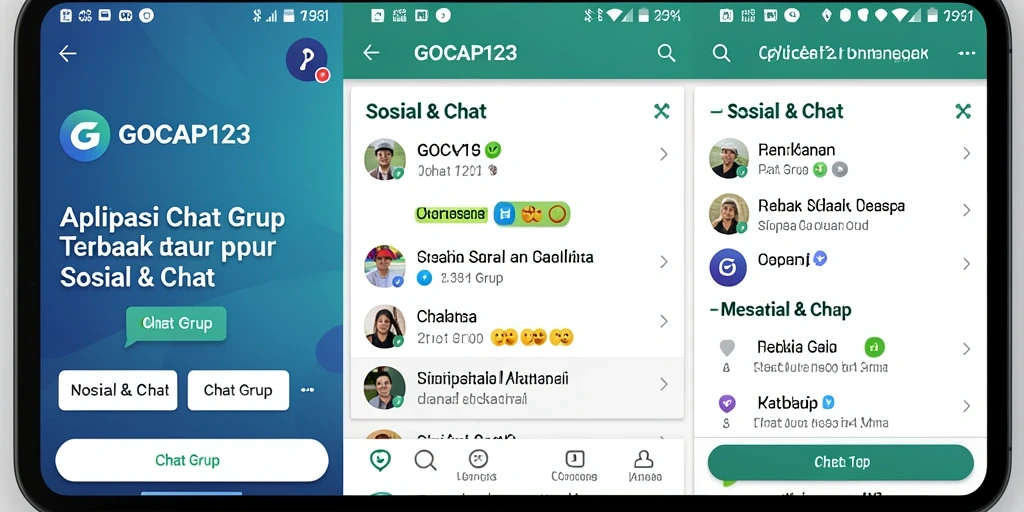 Antarmuka GOCAP123 yang sederhana dan modern untuk Chat Grup.