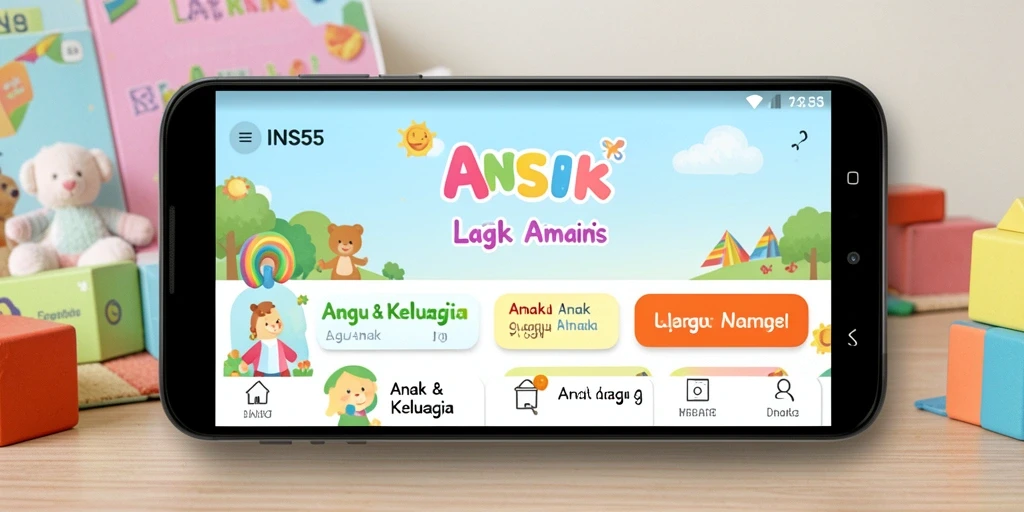Tampilan antarmuka INS55 yang ramah anak dan penuh warna.
