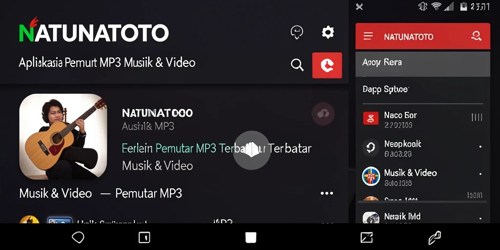 Tampilan antarmuka NATUNATOTO untuk pemutar MP3 yang elegan.