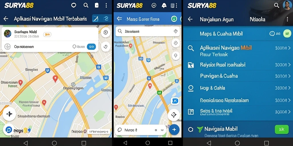 Antarmuka aplikasi SURYA88 yang memudahkan navigasi mobil.