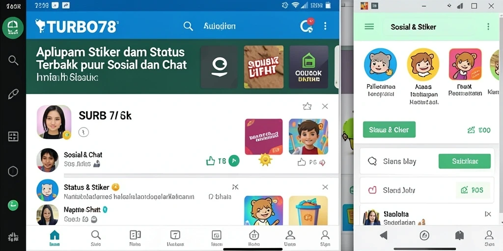 Tampilan antarmuka TURBO78 yang menarik untuk stiker dan status.